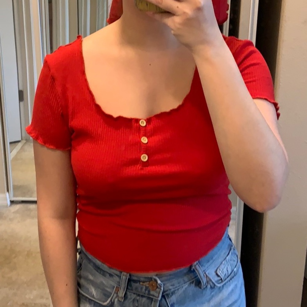 Red Ribbed Shirt - Picture 4 of 4